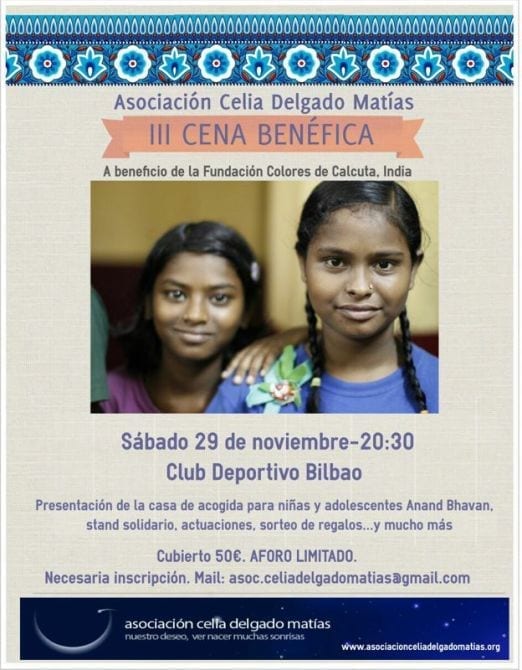 Cartel Cena Benéfica Asociación Celia Delgado Matías en Bilbao